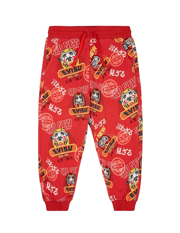 Allover Daruma and Kamon Print Sweatpants