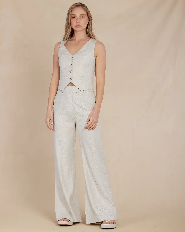 Sofia Linen Twill Wide Leg Pants - Naturale