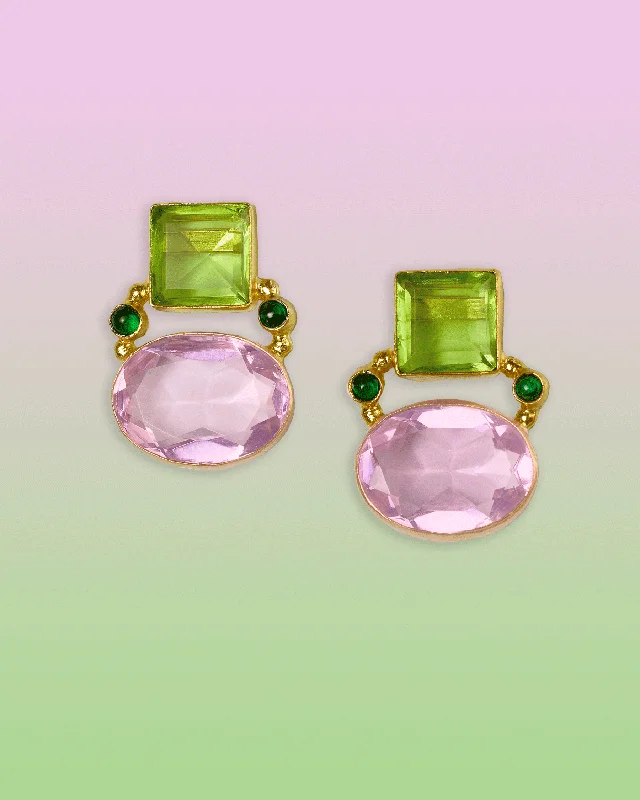 Berkley Geometric Earrings in Pink and Lime