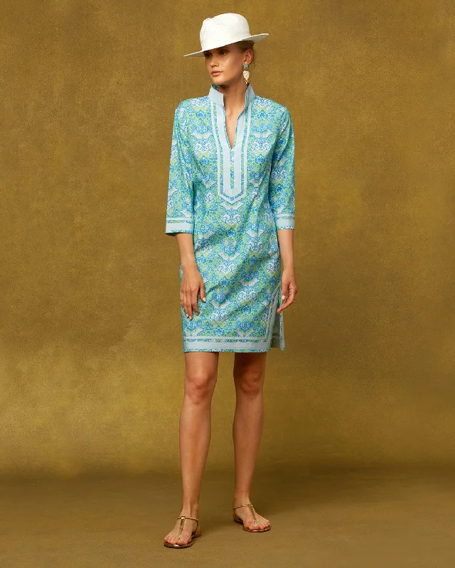 Capri Short Tunic Dress in Shalimar Turquoise on Mint Julep