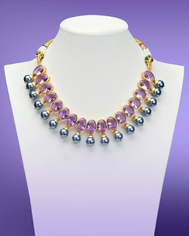 Gia Statement Necklace in Amethyst Lavender