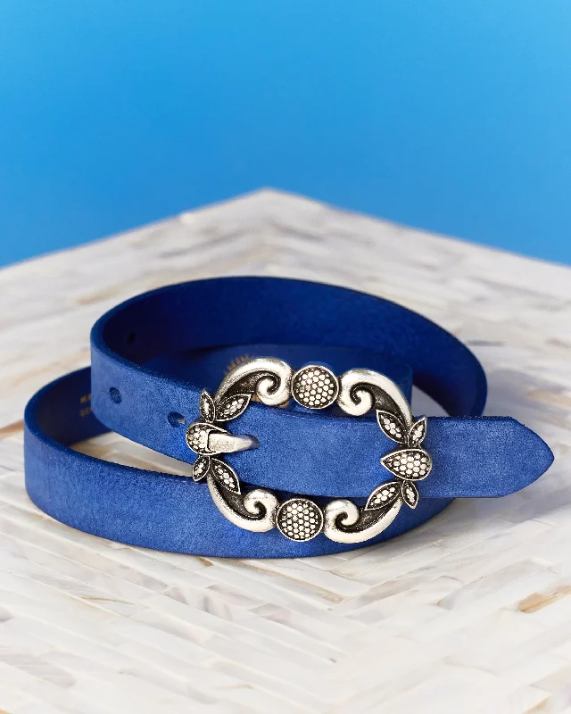 Harper Leather Belt in Indigo Blue