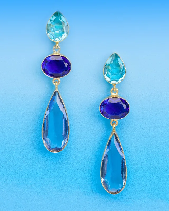 Ravenna Statement Drop Earrings in Sea Blues