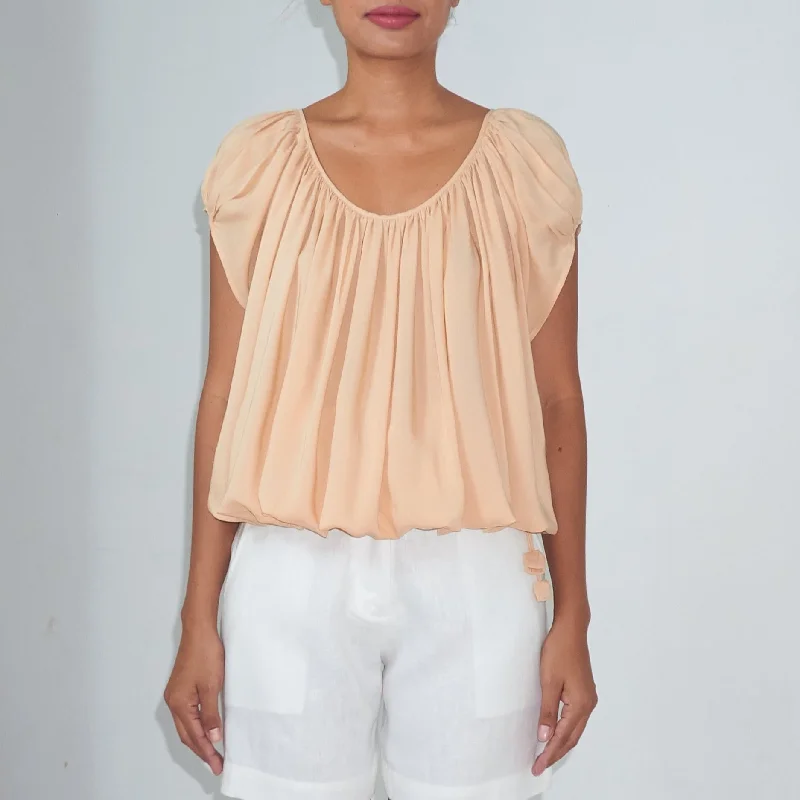 U-FLOW TOP - Rayon Voile | Beige