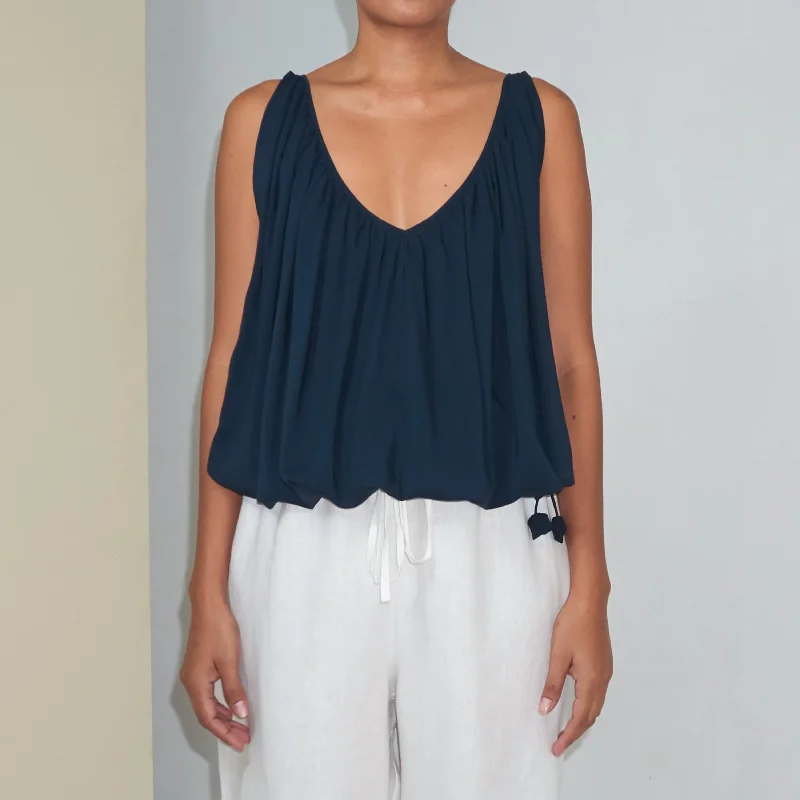 V-FLOW TOP - Rayon Voile | Midnight Blue