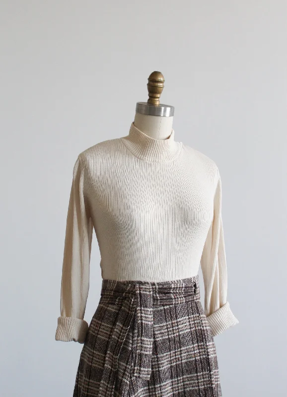 eggshell silk knit turtleneck