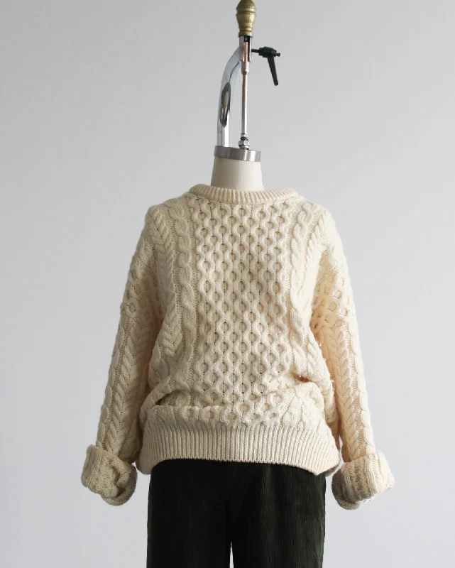 ivory wool fisherman sweater