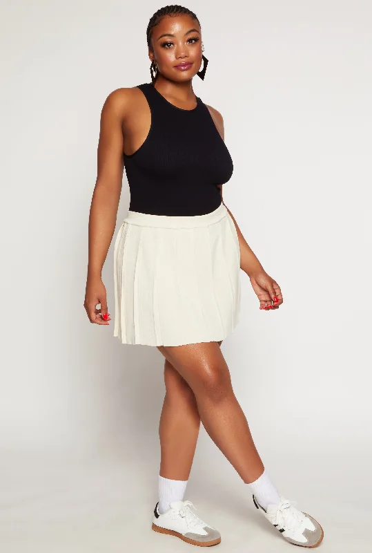 Plus Size Daisy Knit Pleated Mini Skort