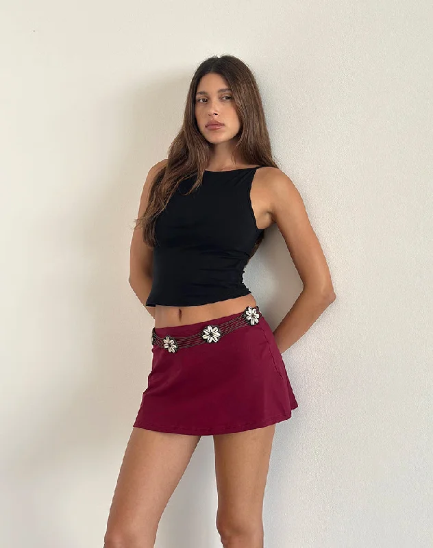 Nidya Aline Mini Skirt in Burgundy