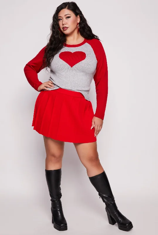 Plus Size Daisy Knit Pleated Mini Skort