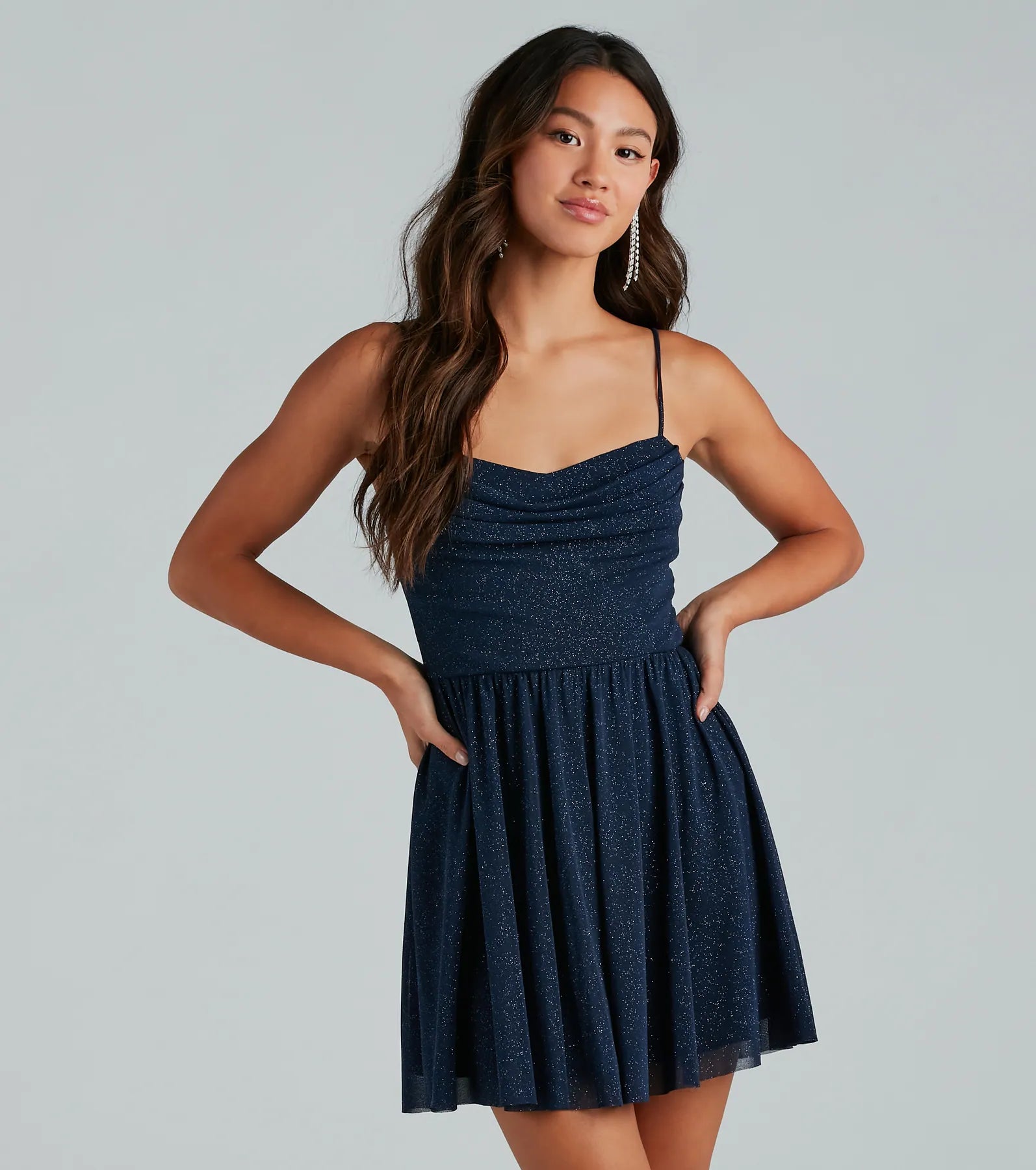 Ready To Shine Glitter Short Skater Dress