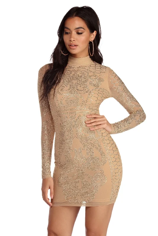 Torrie Heat Stone Formal Mini Dress